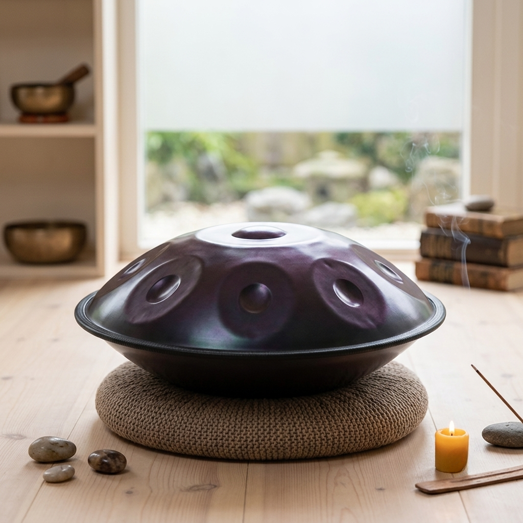 Handpan 9 Tons Sol Mineur 440Hz – Tambour en Acier Mauve, 18 pouces