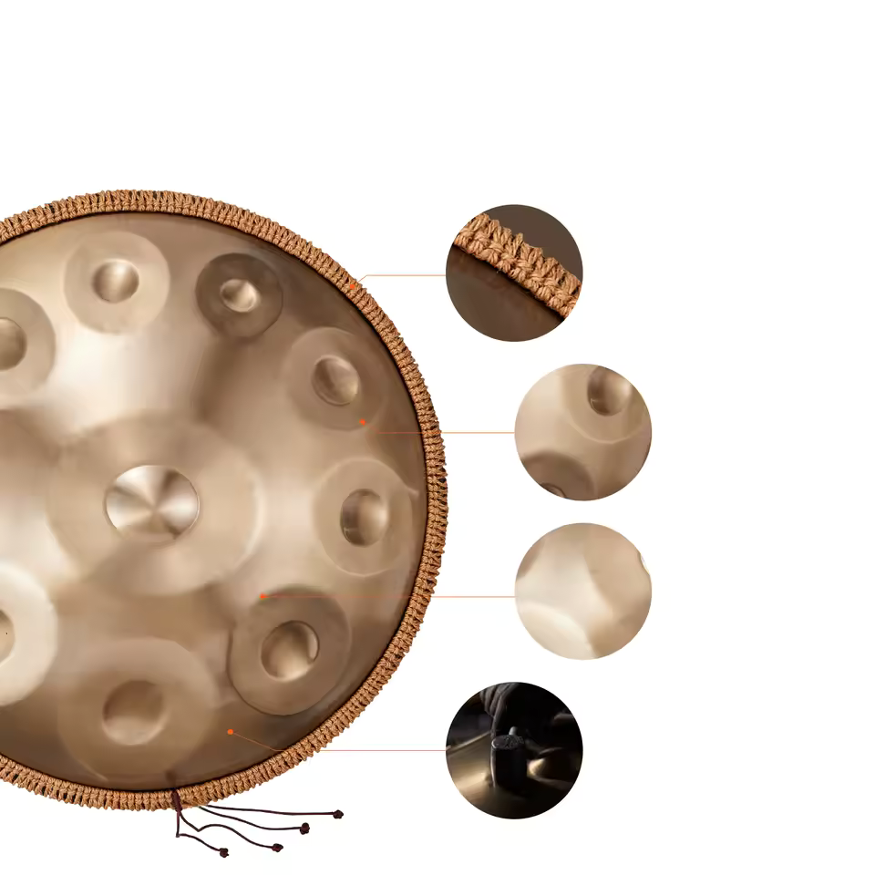 Handpan 9/10/12 Notes Ré Mineur 432Hz – Tambour en Acier 22 pouces