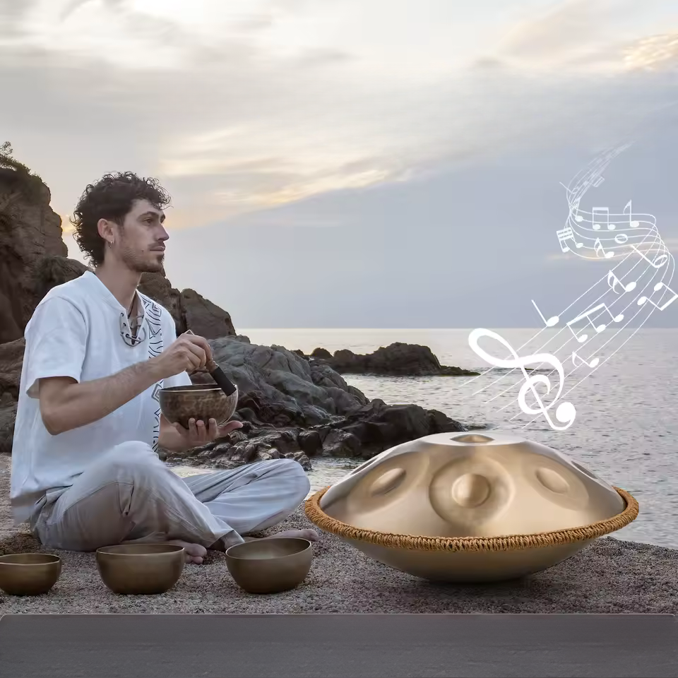 Handpan 9/10/12 Notes Ré Mineur 432Hz – Tambour en Acier 22 pouces