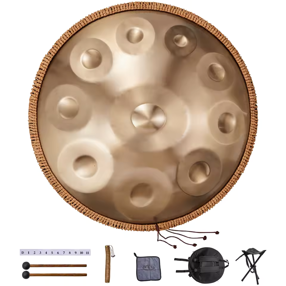 Handpan 9/10/12 Notes Ré Mineur 432Hz – Tambour en Acier 22 pouces