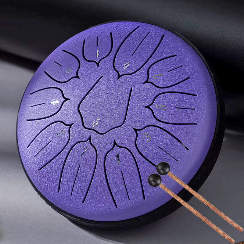 Tongue Drum 11 Notes Ré aigu – Instrument Acier Mauve 6 pouces