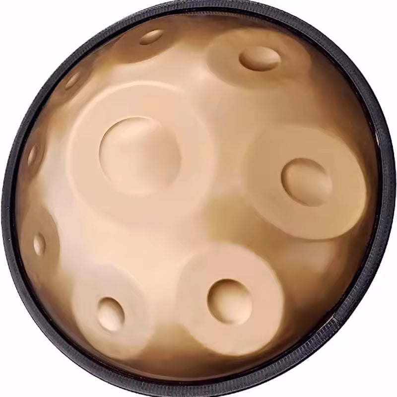 Handpan 9 Tons Sol Mineur 440Hz – Tambour en Acier Doré, 18 pouces
